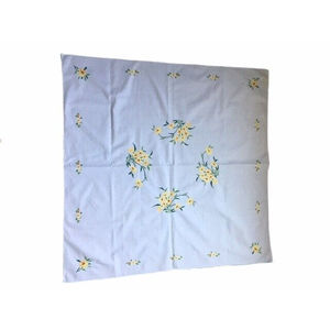 Hand Embroidered Tablecloth Vintage Floral Finished Cross Stitch 32 x 31 1/2